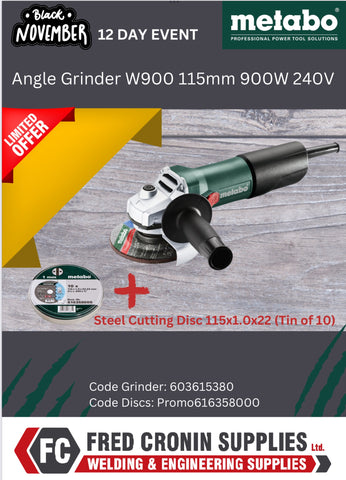 Metabo 900w 4 1/2” grinder With free disks