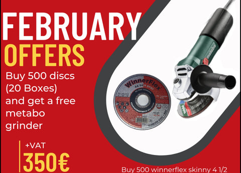 500 4 1/2” x 1.0 Cutting Disks with FREE Metabo Grinder
