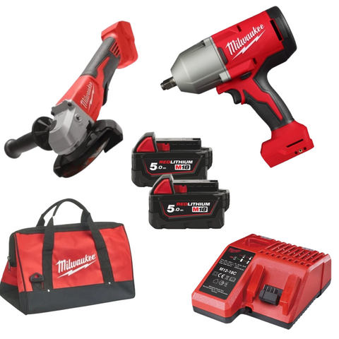 MILWAUKEE 1/2″ HIGH TORQUE IMPACT WRENCH & 115MM ANGLE GRINDER KIT