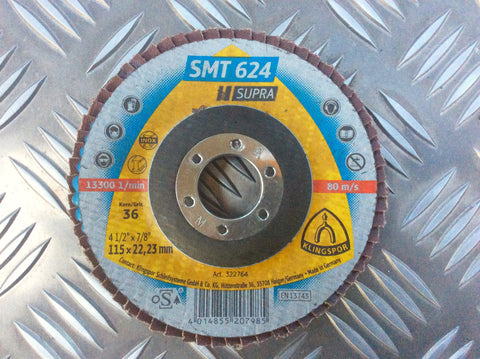 KLINGSPOR 115mm FLAP DISK GRIT 36