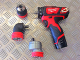 MILWAUKEE 12v DRIVER WITH CHUCK ATTACHMENTS
