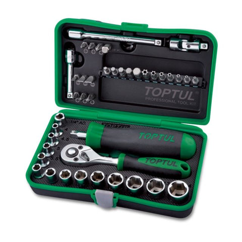 TOPTUL 41 PIECE 1/4" DRIVE SOCKET & BIT SET