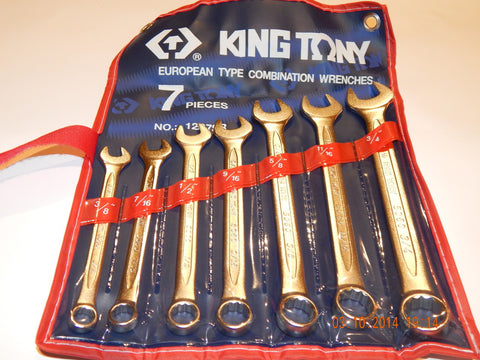 KING TONY 7 PIECE IMPERIAL COMBINATION SPANNER SET